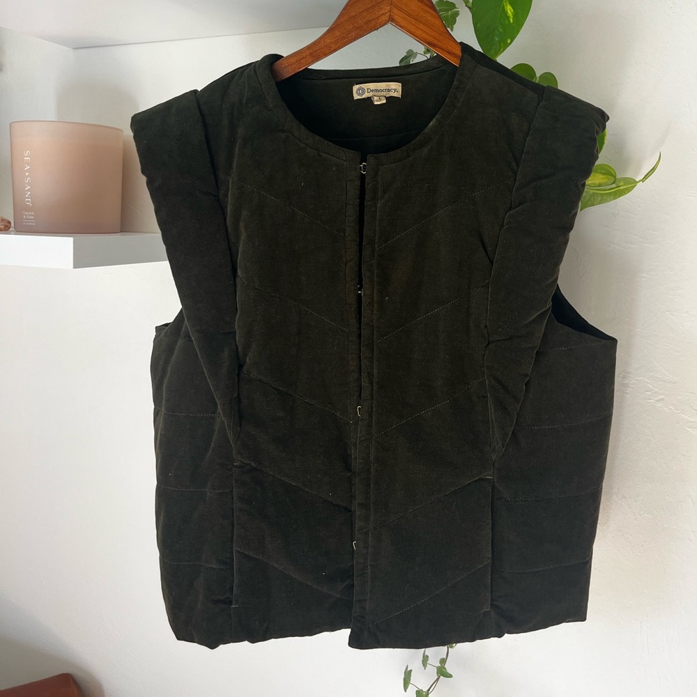 Democracy Dark Olive Quilted Vest